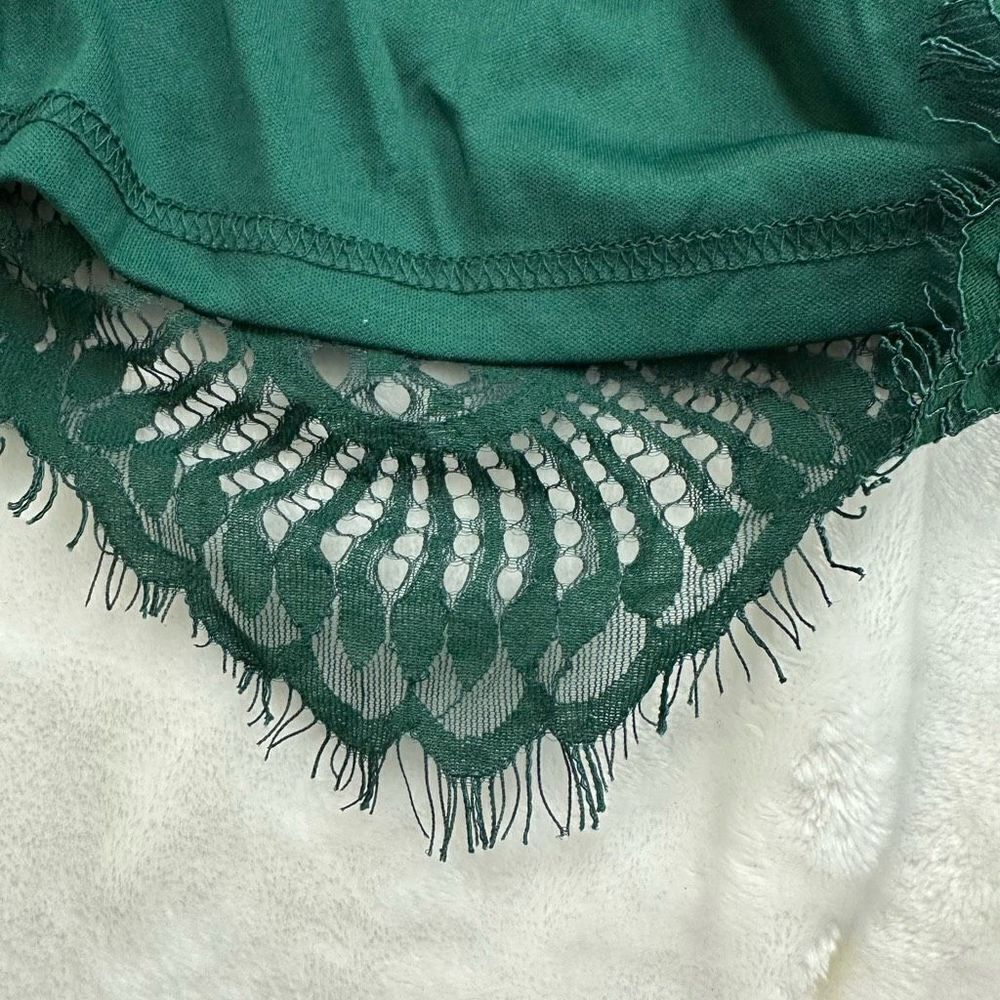 Aooksmery Women's Size M Lace Mini Dress‎ Emerald Green Tie Back New - Picture 13 of 15